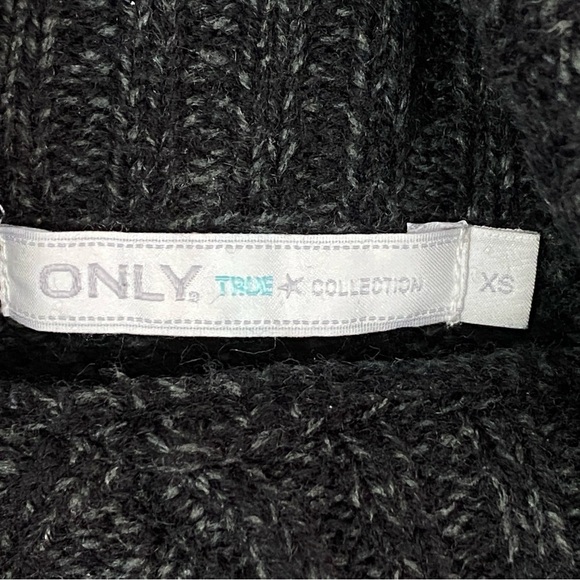 Only Black Cowl Button Neck Sweater Hip Length Black Heather Extra Small - Picture 7 of 9